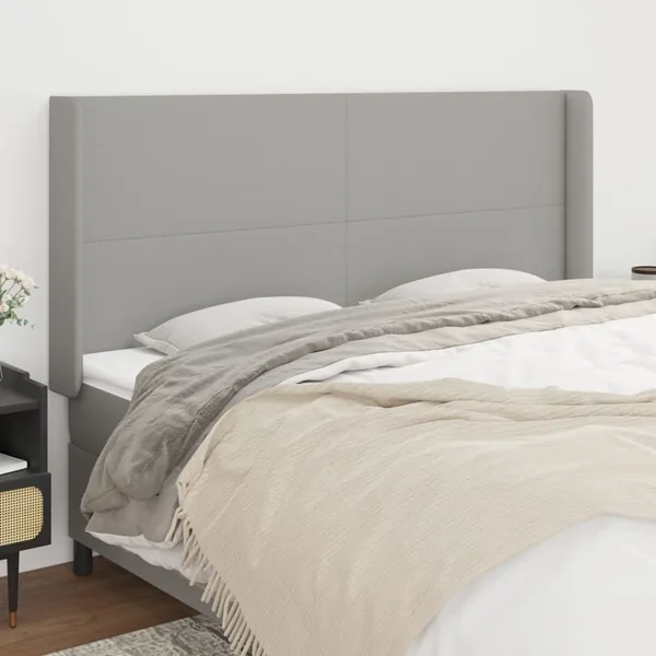 Tête de lit avec oreilles Gris clair 203x16x118/128 cm Tissu