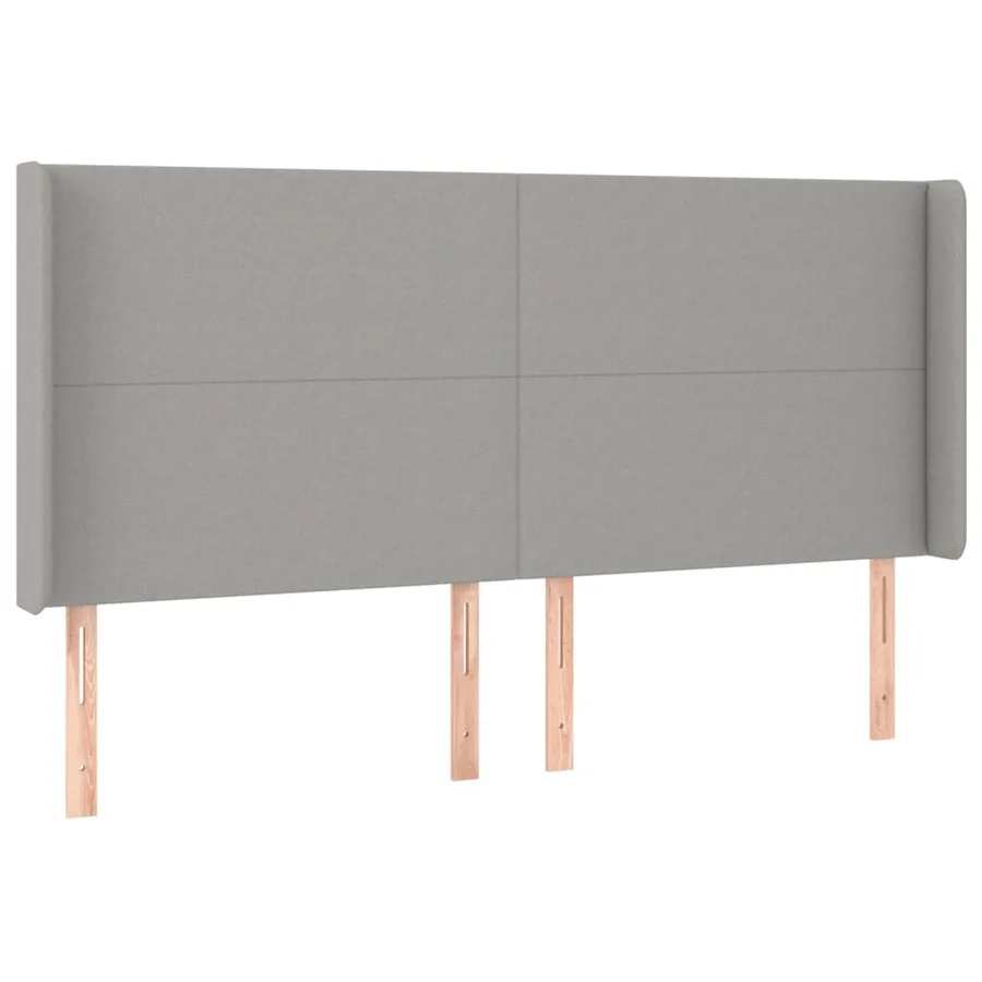 Tête de lit avec oreilles Gris clair 203x16x118/128 cm Tissu - 2