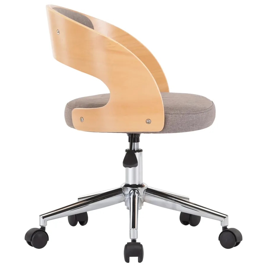 Chaises pivotantes à manger lot de 6 taupe bois courbé et tissu - 4
