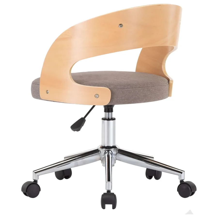 Chaises pivotantes à manger lot de 6 taupe bois courbé et tissu - 5
