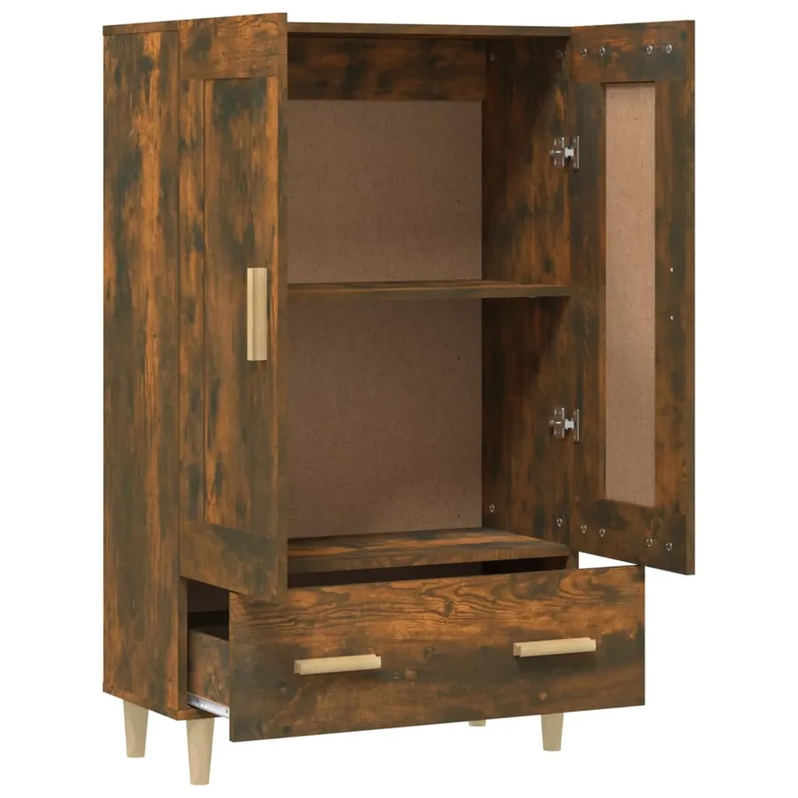 Buffet haut Chêne fumé 70x31x115 cm Bois d'ingénierie - 7