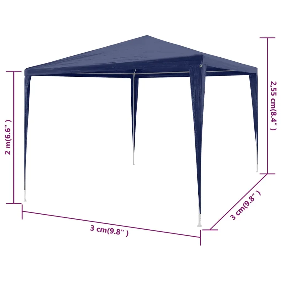 Tonnelle de jardin Tente de réception Chapiteau Bleu 3x3m - 6