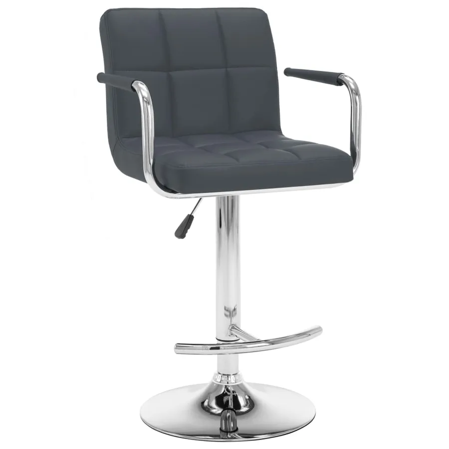 Tabourets de bar lot de 2 gris similicuir - 2