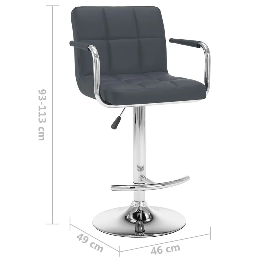 Tabourets de bar lot de 2 gris similicuir - 8