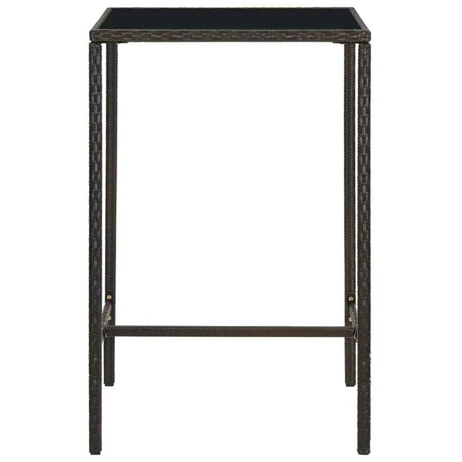 Table de bar de jardin Marron 70x70x110 cm Résine tressée verre - 2