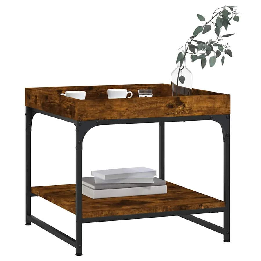 Table basse chêne fumé 49,5x49,5x45 cm bois d'ingénierie - 3