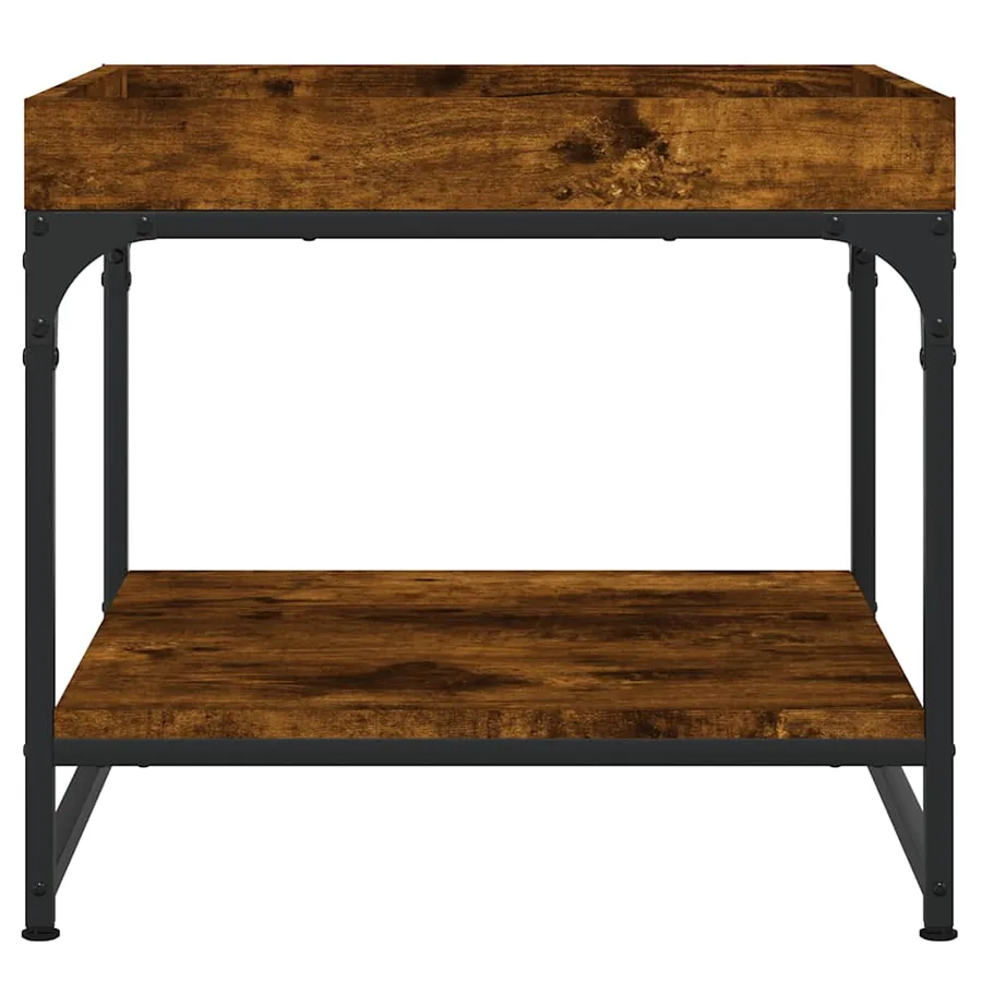 Table basse chêne fumé 49,5x49,5x45 cm bois d'ingénierie - 4