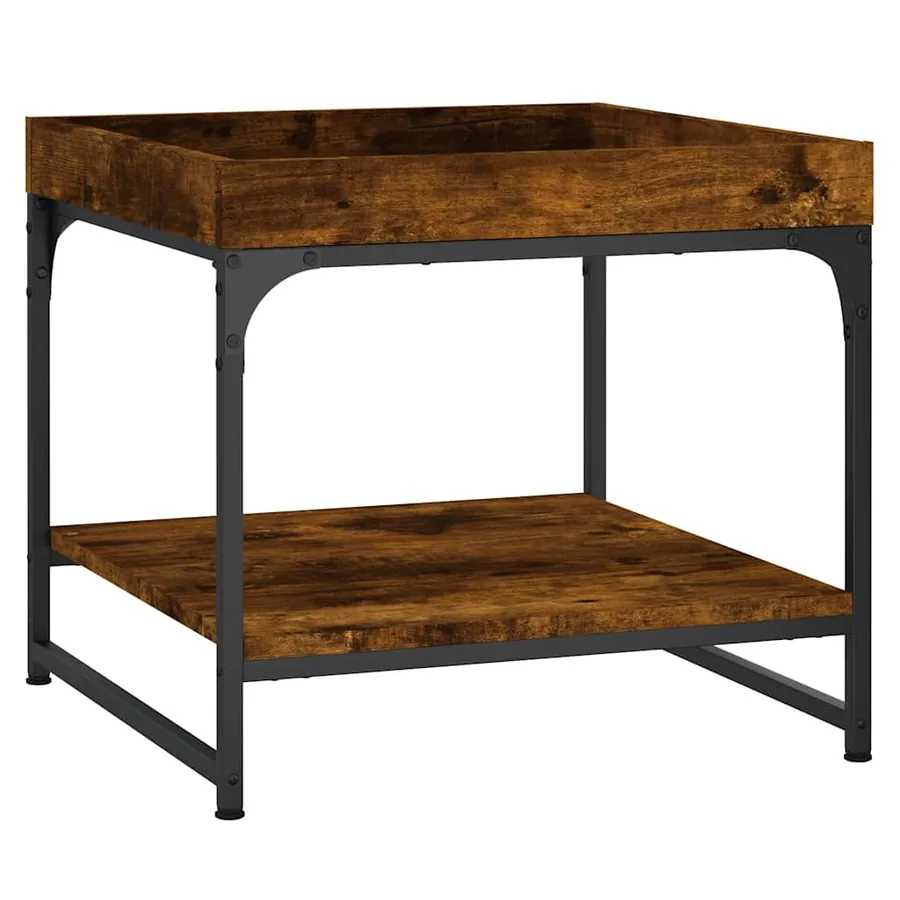 Table basse chêne fumé 49,5x49,5x45 cm bois d'ingénierie - 6