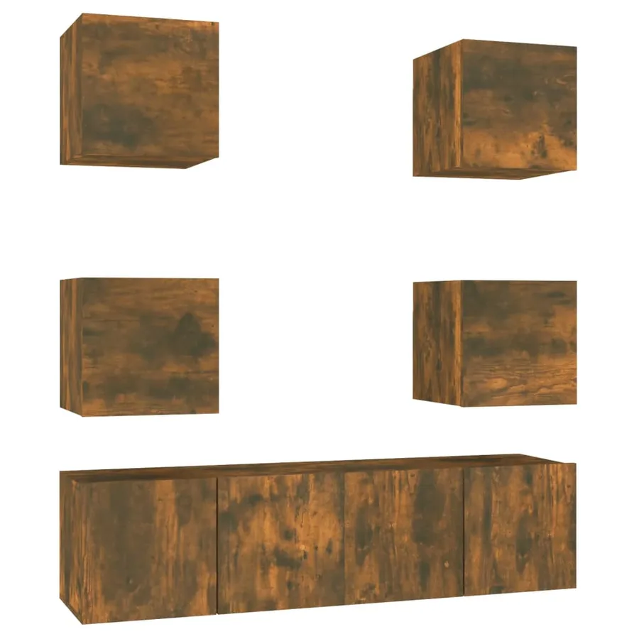 Ensemble de meubles TV 6 pcs Chêne fumé Bois d'ingénierie - 2