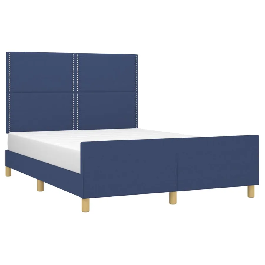 Cadre de lit sans matelas bleu 140x200 cm tissu - 3