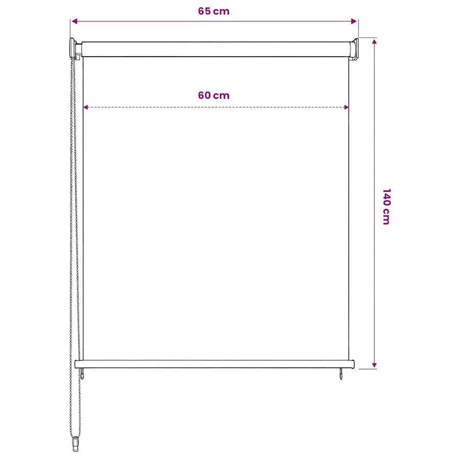 Store roulant d'extérieur blanc 65 (l) x 140 (H) cm HDPE - 6