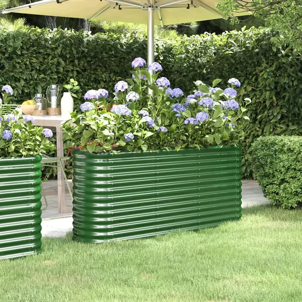 Lit surélevé de jardin Acier galvanisé 152x40x68 cm Vert