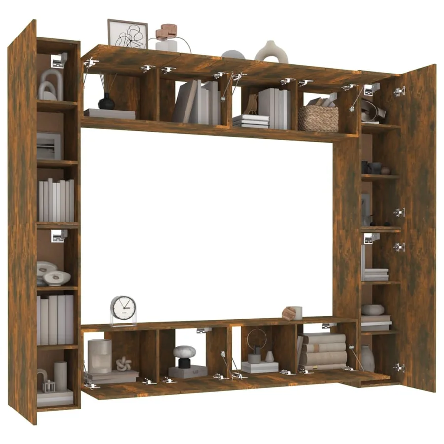 Ensemble de meubles TV 8 pcs Chêne fumé Bois d'ingénierie - 9