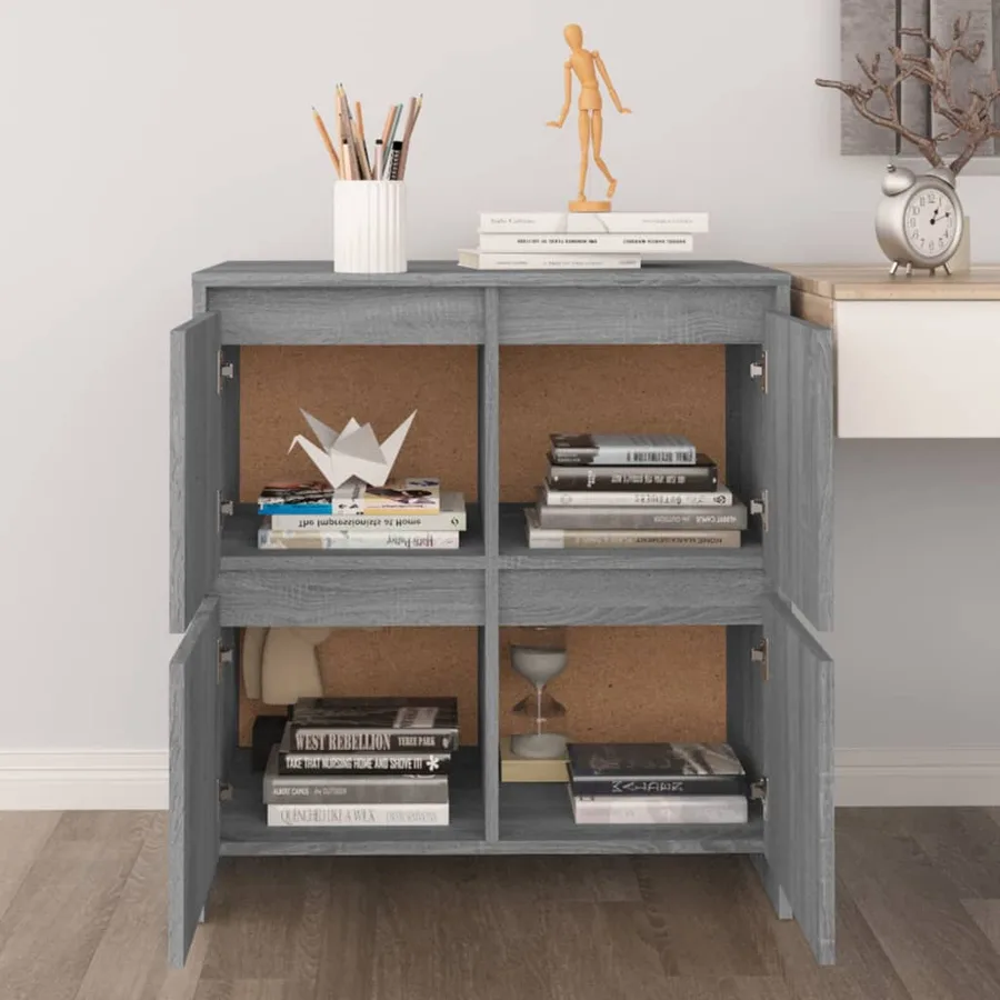 Buffets 2 pcs Sonoma gris 70x41x75 cm Bois d'ingénierie - 10