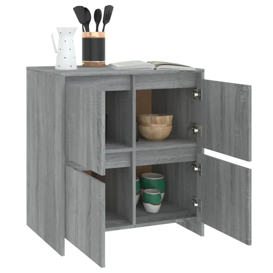 Buffets 2 pcs Sonoma gris 70x41x75 cm Bois d'ingénierie - 8