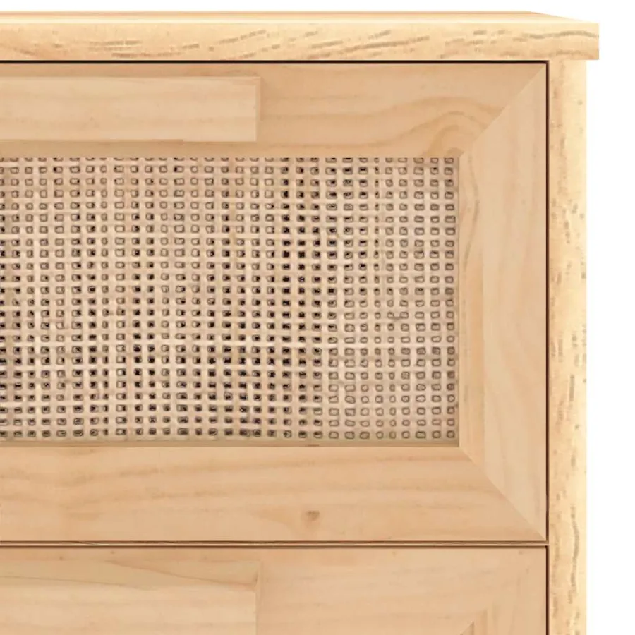 Buffet Marron 40x30x90 cm Bois de pin massif et rotin naturel - 7