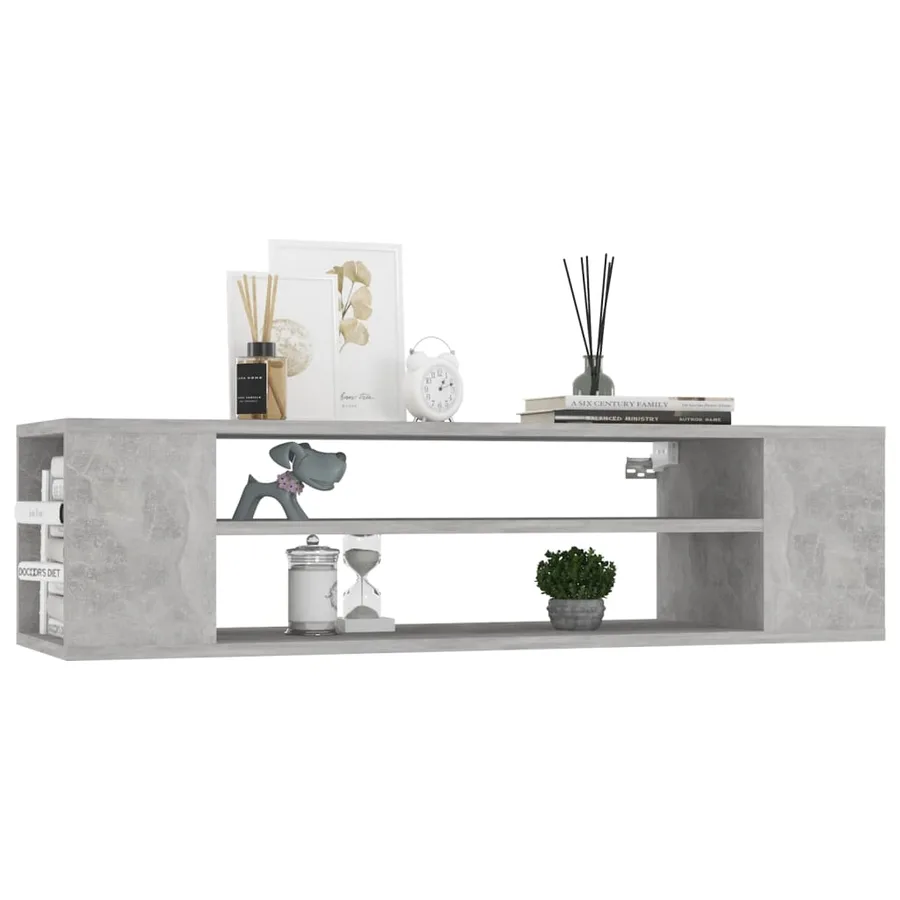 Meuble TV suspendu Gris béton 100x30x26,5 cm Bois d’ingénierie - 3