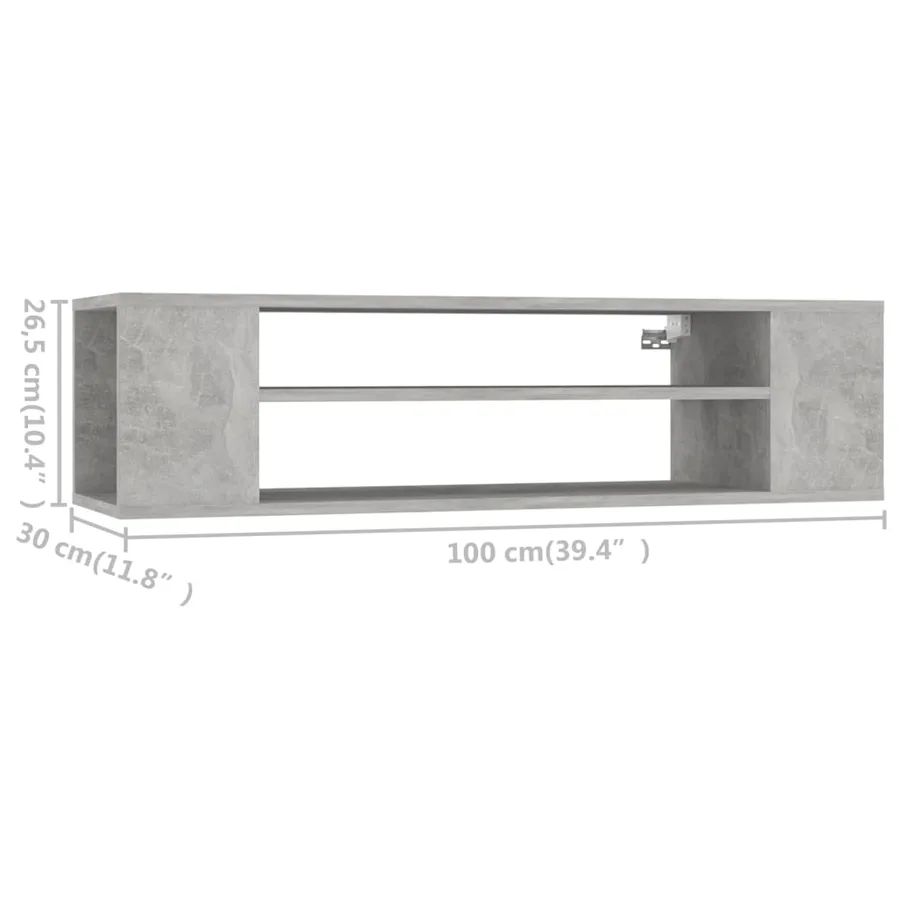 Meuble TV suspendu Gris béton 100x30x26,5 cm Bois d’ingénierie - 7