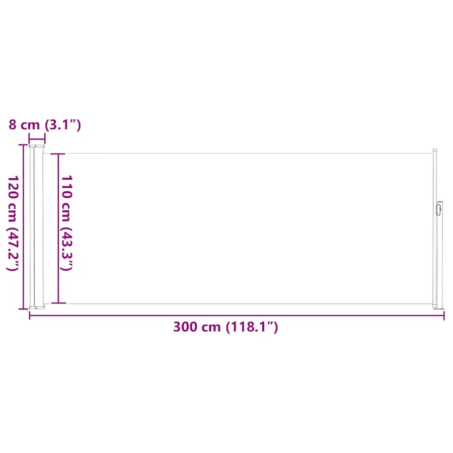 Auvent latéral rétractable 120 x 300 cm Rouge - 13
