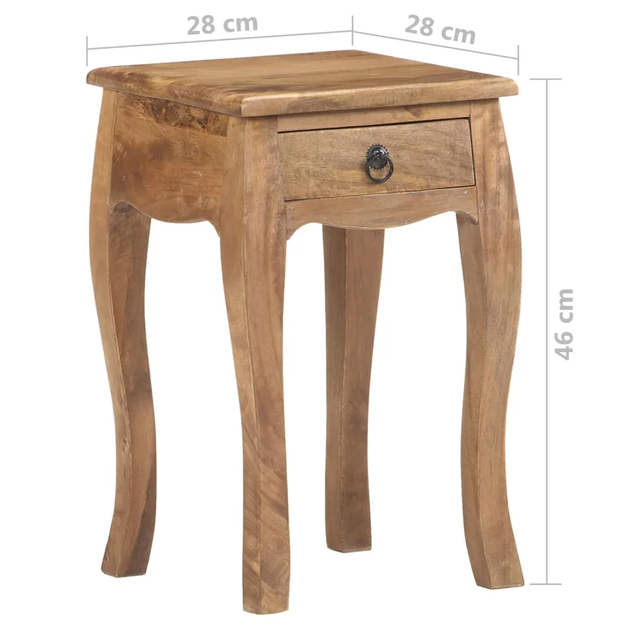 Table de chevet 28x28x46 cm Bois de manguier massif - 8