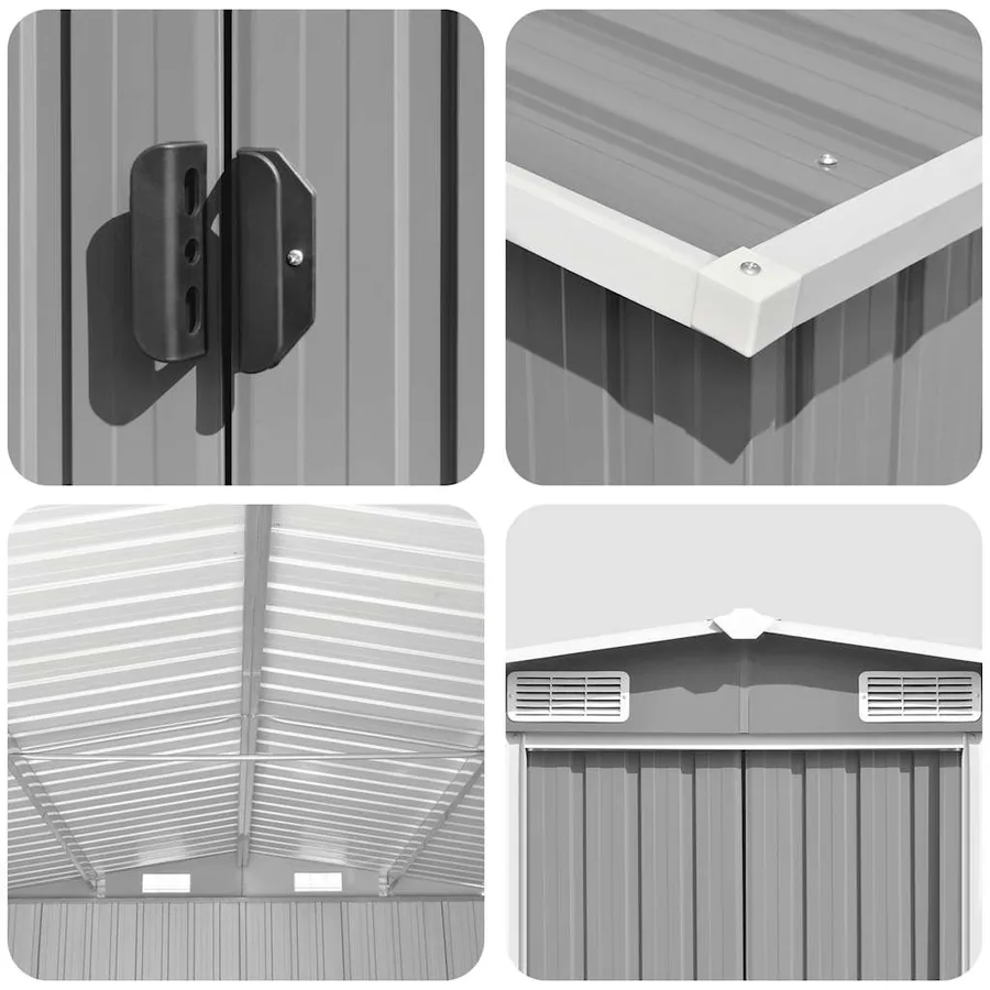 Abri de jardin Gris 257x990x181 cm Acier galvanisé - 8