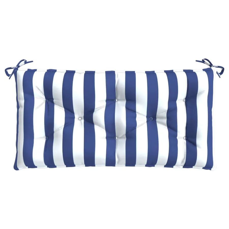 Coussin de banc de jardin rayures bleues et blanches 100x50x7cm - 4