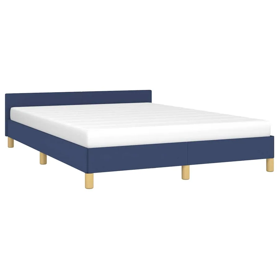Cadre de lit avec tête de lit sans matelas bleu 140x200cm tissu - 3