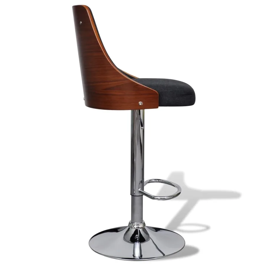 Tabourets de bar lot de 2 bois courbé et tissu - 4