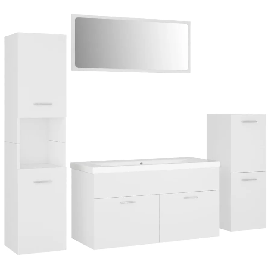 Ensemble de meubles de salle de bain Blanc Bois d'ingénierie - 2