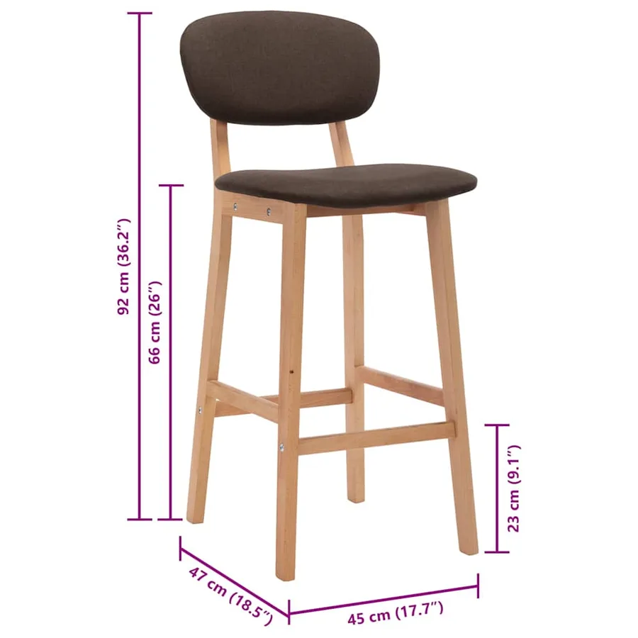 Tabourets de bar lot de 2 marron tissu - 8