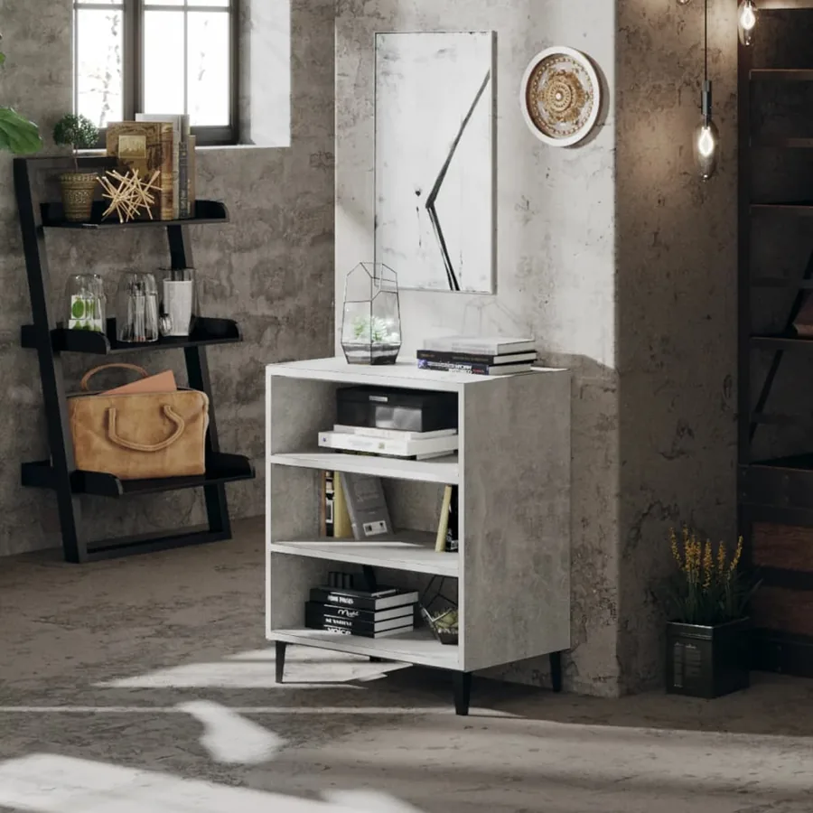 Buffet gris béton 57x35x70 cm bois d'ingénierie