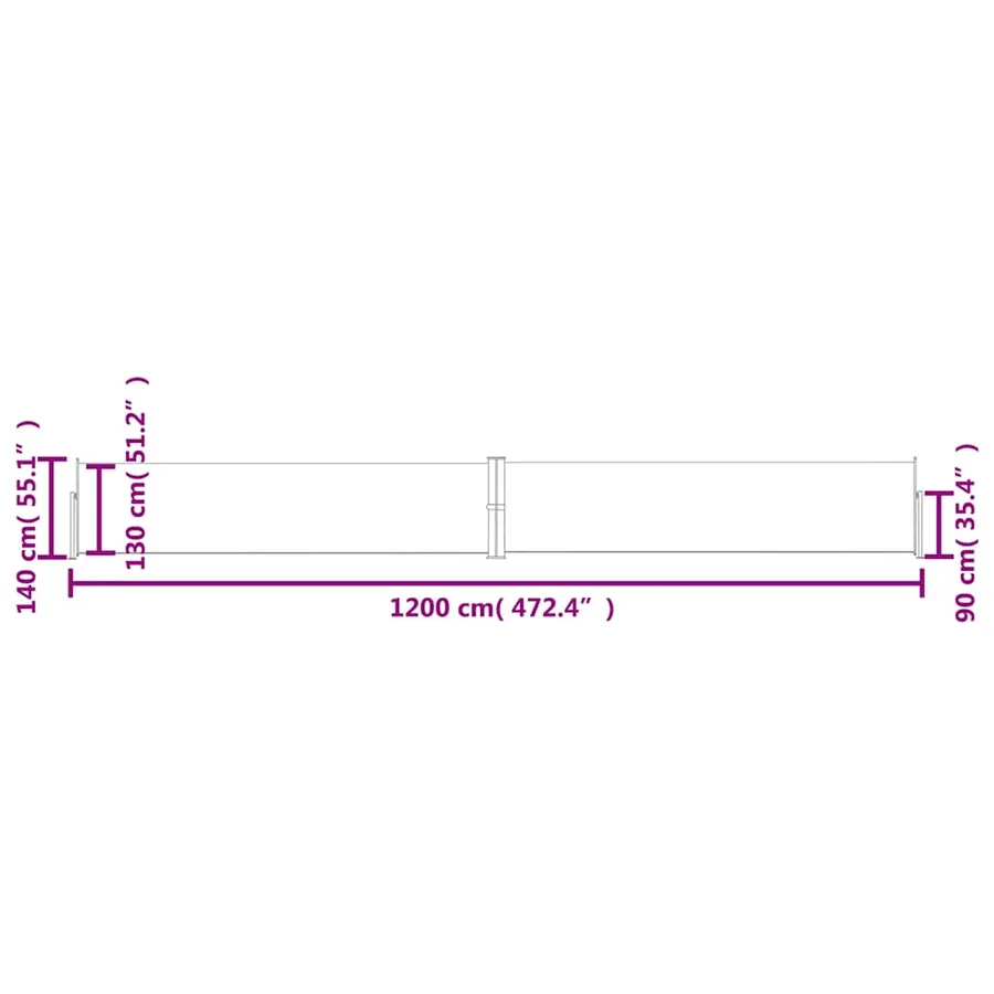 Auvent latéral rétractable de patio 140x1200 cm Noir - 12