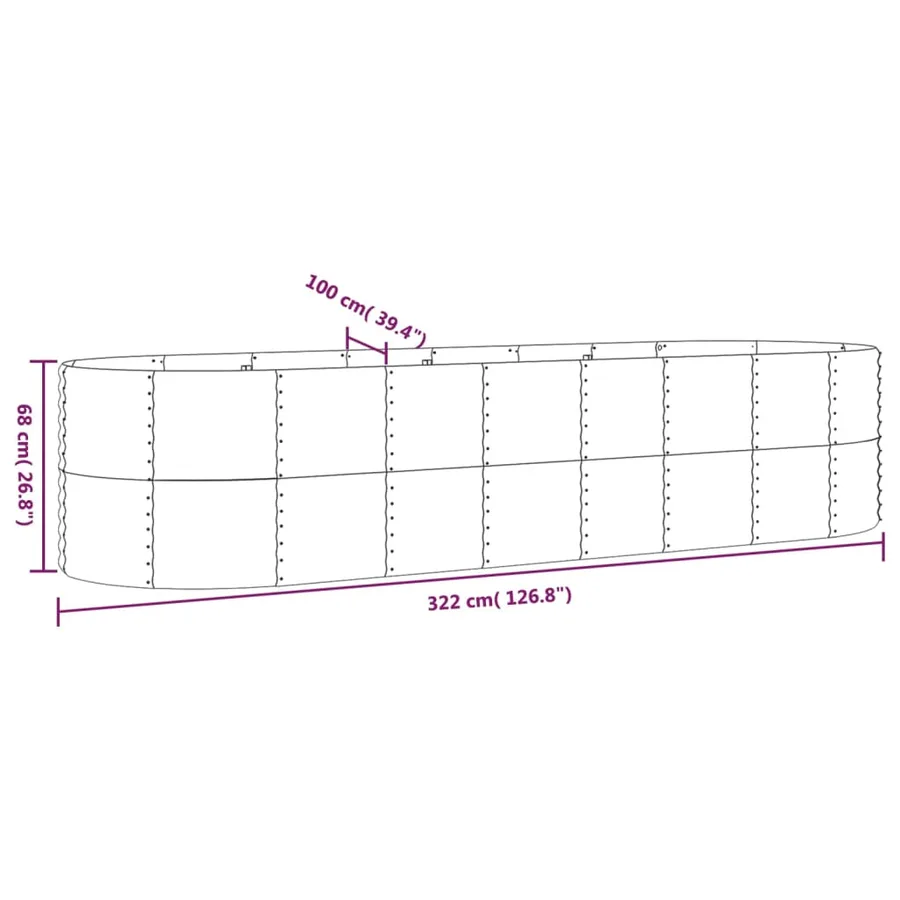 Lit surélevé de jardin Acier galvanisé 322x100x68cm gris - 6