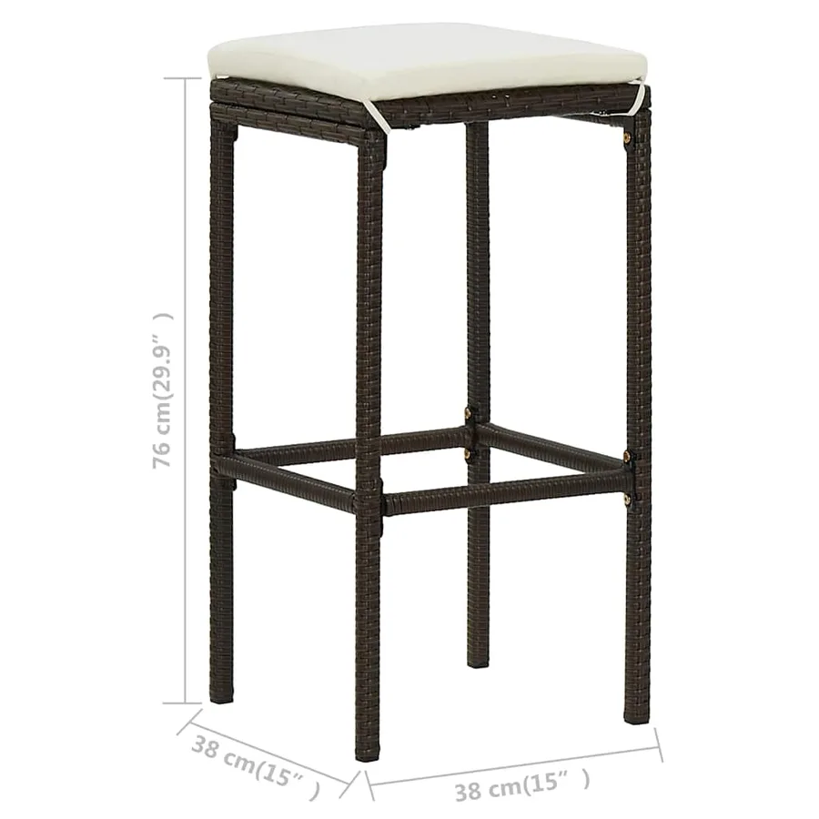 Tabourets de bar avec coussins lot de 6 marron résine tressée - 8