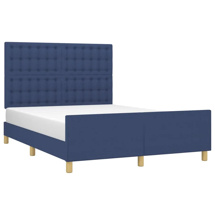 Cadre de lit sans matelas bleu 140x200 cm tissu - 3