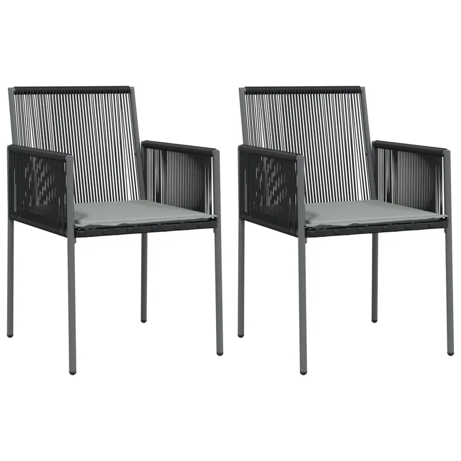 Chaises de jardin et coussins lot de 2 noir 54x60,5x83,5 cm - 2