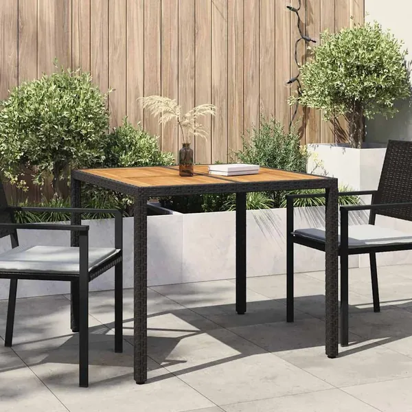 Table de Jardin Noir 90 x 90 x 75 cm polyrotin