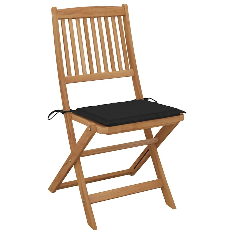 Chaises pliables de jardin lot de 4 avec coussins Bois d'acacia - 2