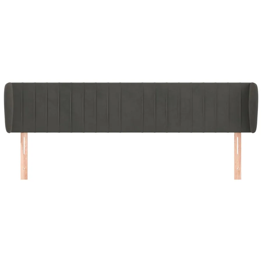 Tête de lit avec oreilles Gris foncé 203x23x78/88 cm Velours - 3