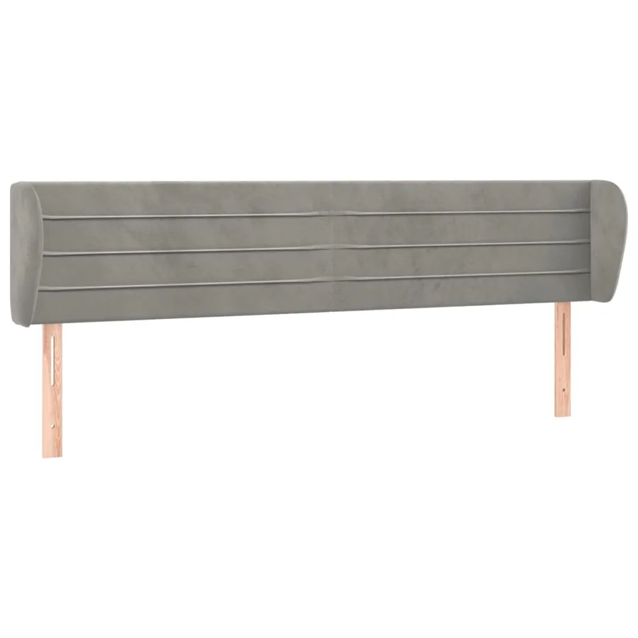 Tête de lit avec oreilles Gris clair 203x23x78/88 cm Velours - 2