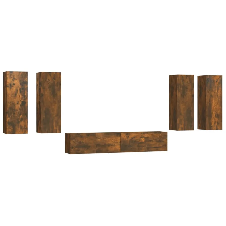 Ensemble de meubles TV 6 pcs Chêne fumé Bois d'ingénierie - 2