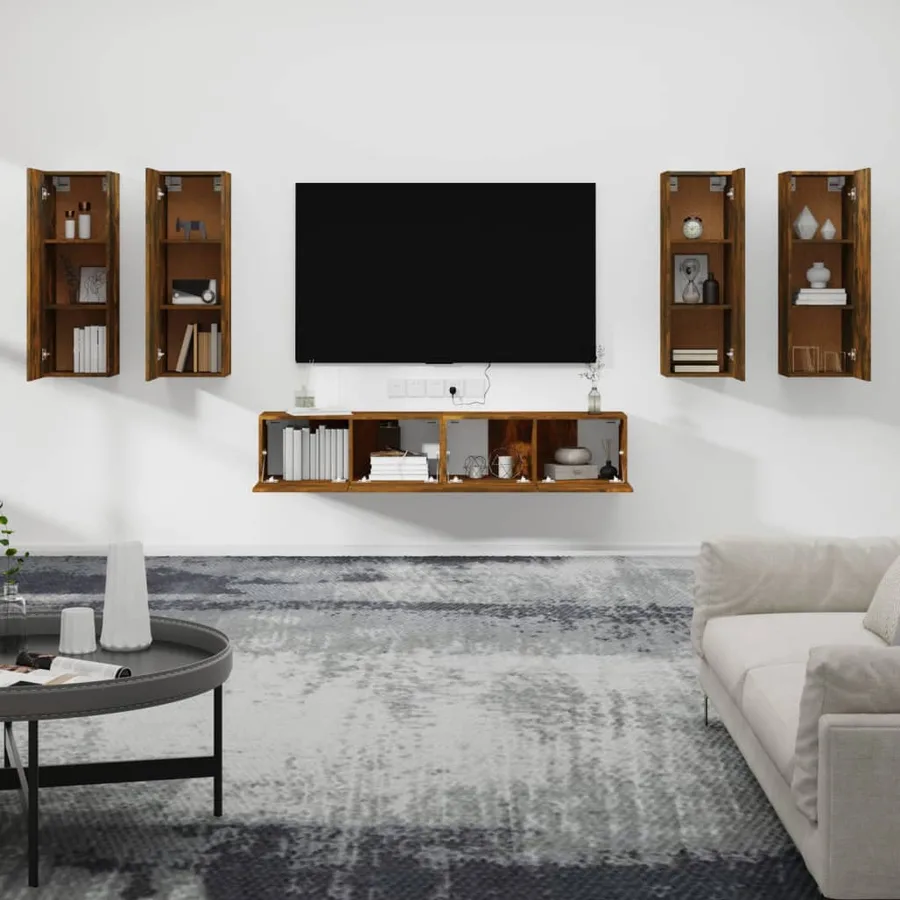 Ensemble de meubles TV 6 pcs Chêne fumé Bois d'ingénierie - 3