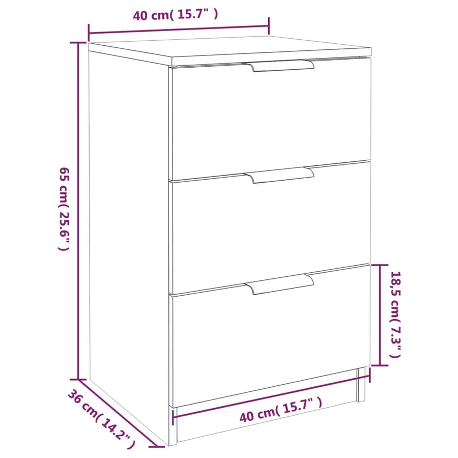 Table de chevet Sonoma gris 40x36x65 cm - 9