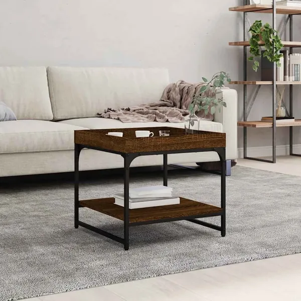 Table basse chêne marron 49,5x49,5x45 cm bois d'ingénierie