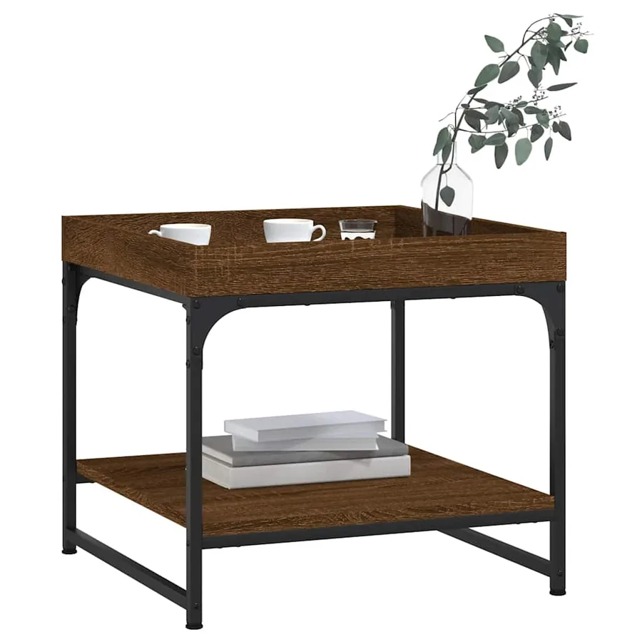 Table basse chêne marron 49,5x49,5x45 cm bois d'ingénierie - 3
