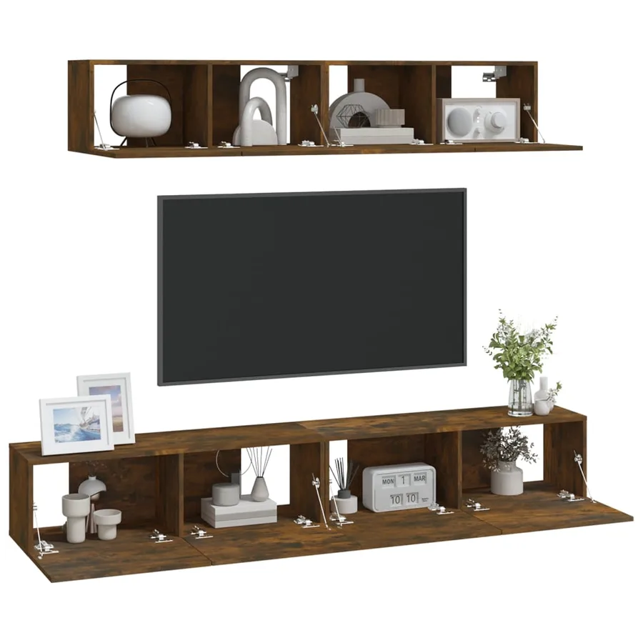 Ensemble de meubles TV 4 pcs Chêne fumé Bois d'ingénierie - 7