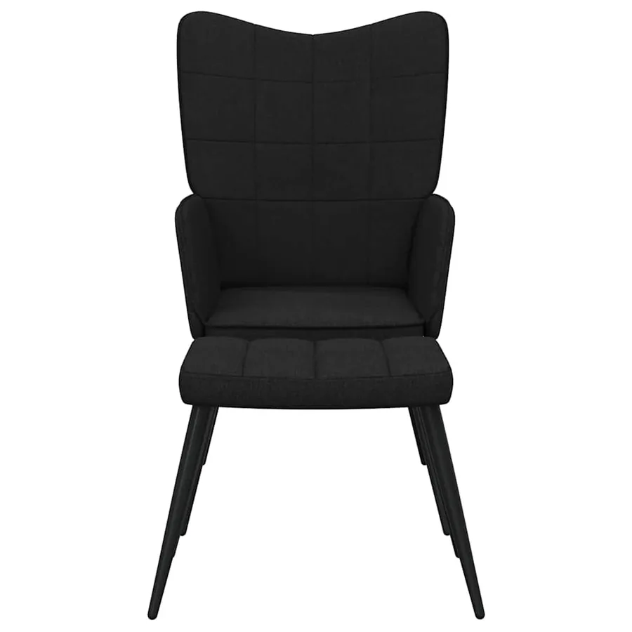 Chaise de relaxation avec tabouret Noir Tissu - 4