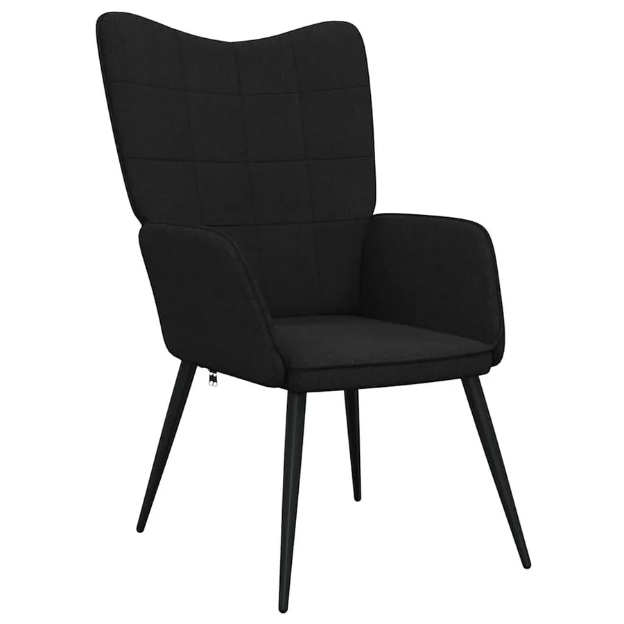 Chaise de relaxation avec tabouret Noir Tissu - 7