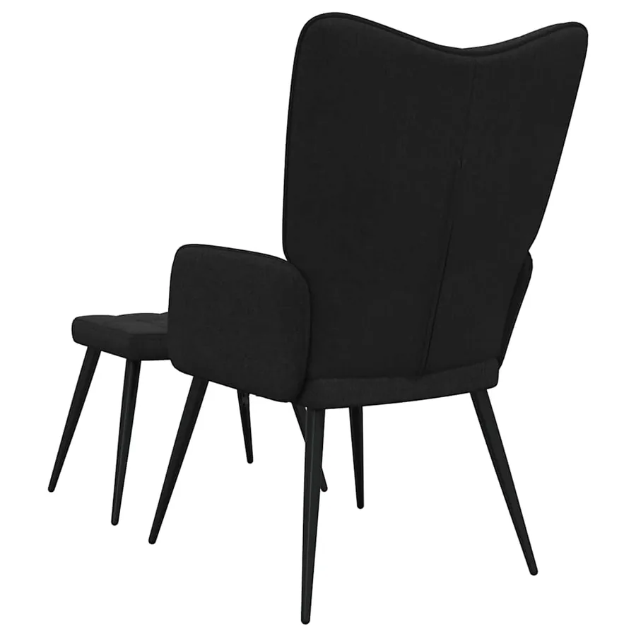 Chaise de relaxation avec tabouret Noir Tissu - 9