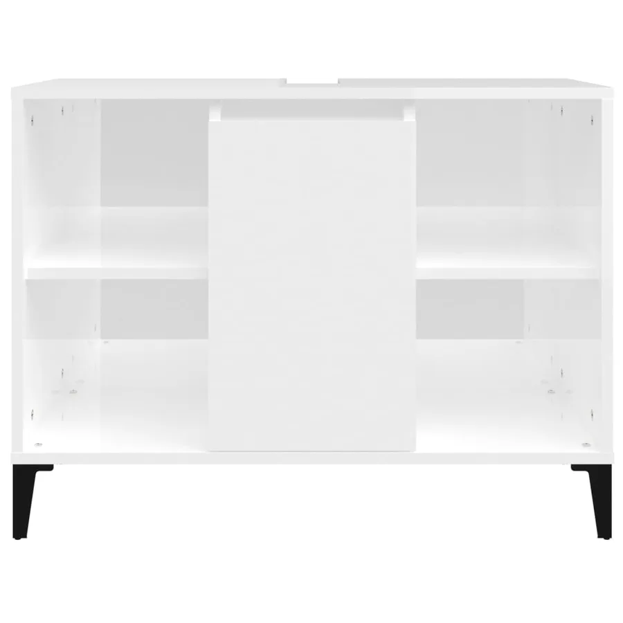 Meuble d'évier blanc brillant 80x33x60 cm bois d'ingénierie - 6